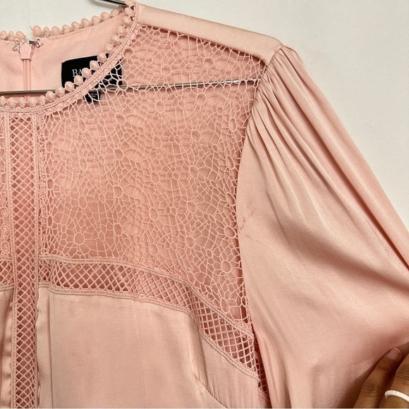 Bardot Women's Long Sleeves Satin Olivia Crochet Lace Minidress sz 10/L - Picture 16 of 16